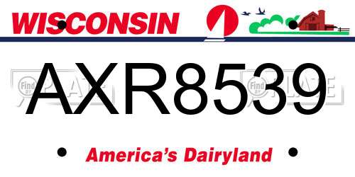 AXR8539 Wisconsin License Plate