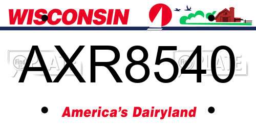 AXR8540 Wisconsin License Plate