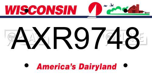 AXR9748 Wisconsin License Plate