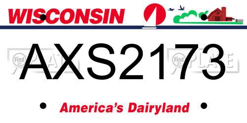 AXS2173 Wisconsin License Plate