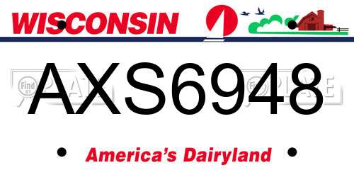 AXS6948 Wisconsin License Plate