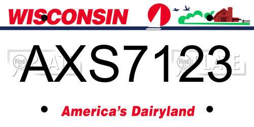 AXS7123 Wisconsin License Plate