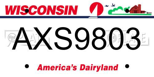AXS9803 Wisconsin License Plate
