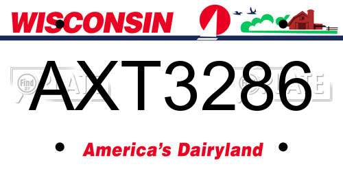 AXT3286 Wisconsin License Plate