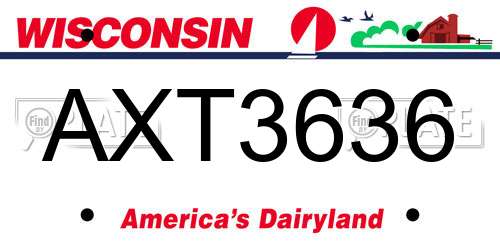 AXT3636 Wisconsin License Plate