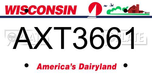 AXT3661 Wisconsin License Plate