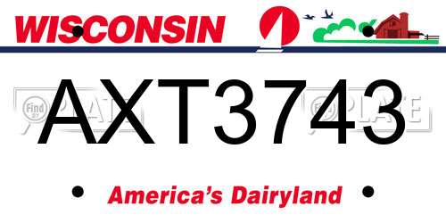 AXT3743 Wisconsin License Plate