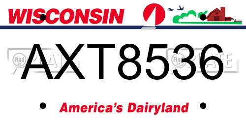 AXT8536 Wisconsin License Plate