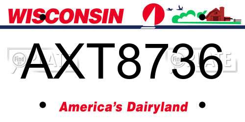 AXT8736 Wisconsin License Plate