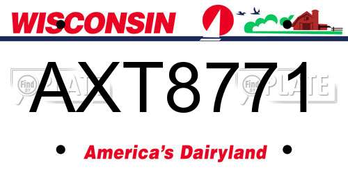 AXT8771 Wisconsin License Plate