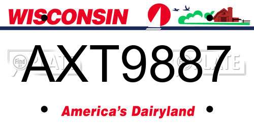 AXT9887 Wisconsin License Plate