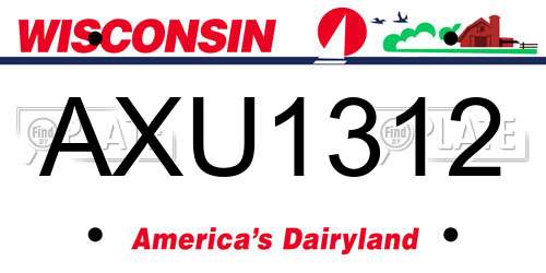 AXU1312 Wisconsin License Plate