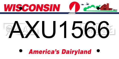 AXU1566 Wisconsin License Plate