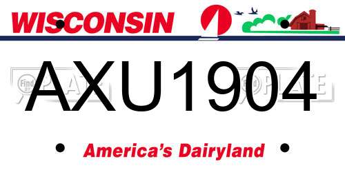 AXU1904 Wisconsin License Plate