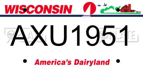 AXU1951 Wisconsin License Plate