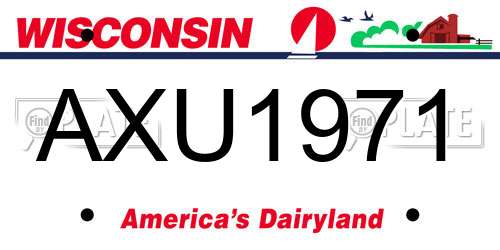 AXU1971 Wisconsin License Plate