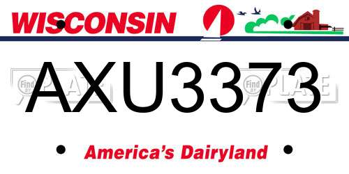 AXU3373 Wisconsin License Plate