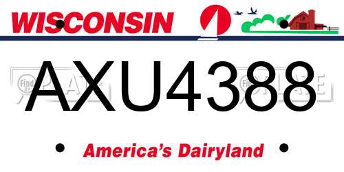 AXU4388 Wisconsin License Plate
