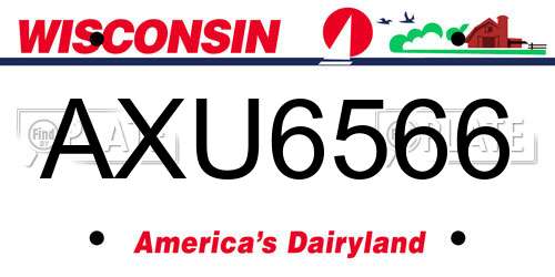 AXU6566 Wisconsin License Plate