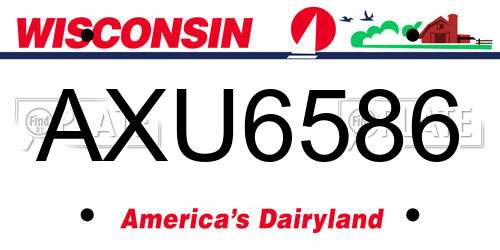 AXU6586 Wisconsin License Plate