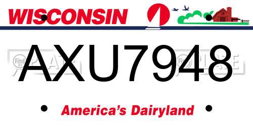 AXU7948 Wisconsin License Plate