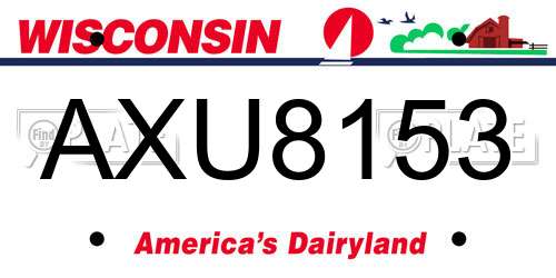 AXU8153 Wisconsin License Plate