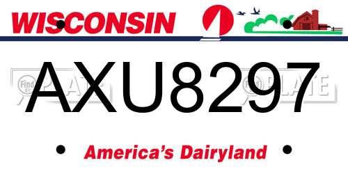 AXU8297 Wisconsin License Plate