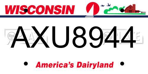 AXU8944 Wisconsin License Plate