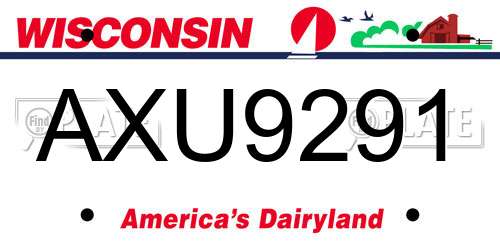AXU9291 Wisconsin License Plate