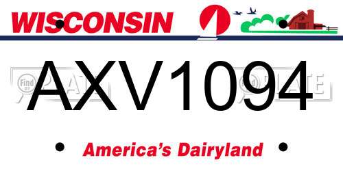 AXV1094 Wisconsin License Plate