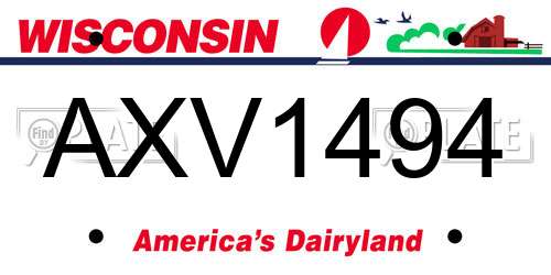 AXV1494 Wisconsin License Plate