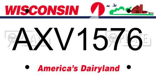 AXV1576 Wisconsin License Plate