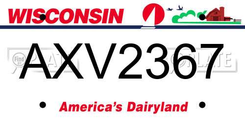AXV2367 Wisconsin License Plate