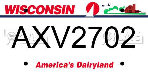 AXV2702 Wisconsin License Plate