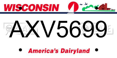 AXV5699 Wisconsin License Plate