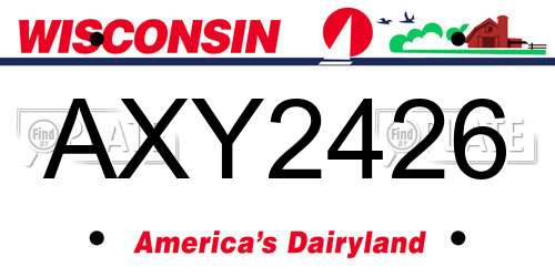 AXY2426 Wisconsin License Plate