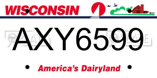AXY6599 Wisconsin License Plate