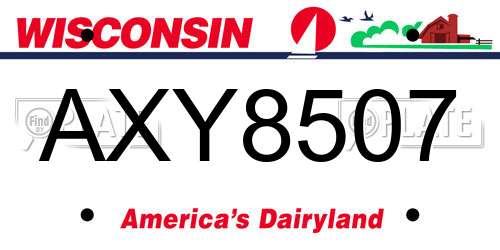 AXY8507 Wisconsin License Plate