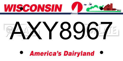 AXY8967 Wisconsin License Plate