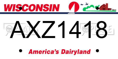 AXZ1418 Wisconsin License Plate