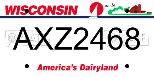 AXZ2468 Wisconsin License Plate