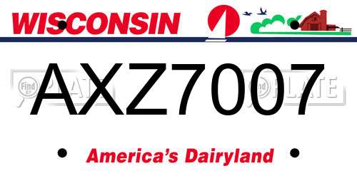 AXZ7007 Wisconsin License Plate