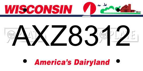 AXZ8312 Wisconsin License Plate