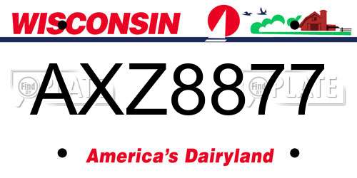 AXZ8877 Wisconsin License Plate