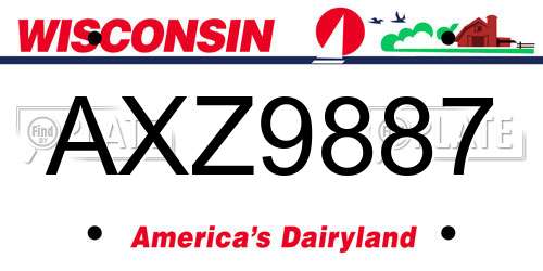 AXZ9887 Wisconsin License Plate