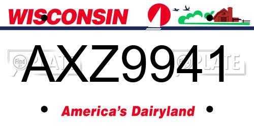 AXZ9941 Wisconsin License Plate