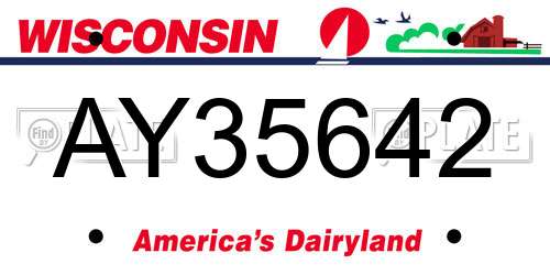 AY35642 Wisconsin License Plate