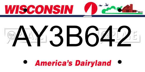 AY3B642 Wisconsin License Plate