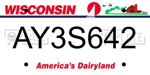 AY3S642 Wisconsin License Plate