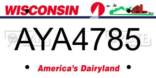 AYA4785 Wisconsin License Plate